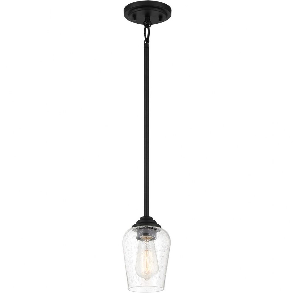 Minka Lavery-4921-66A-Shyloh - 1 Light Convertible Pendant Coal  Coal Finish with Clear Seeded Glass