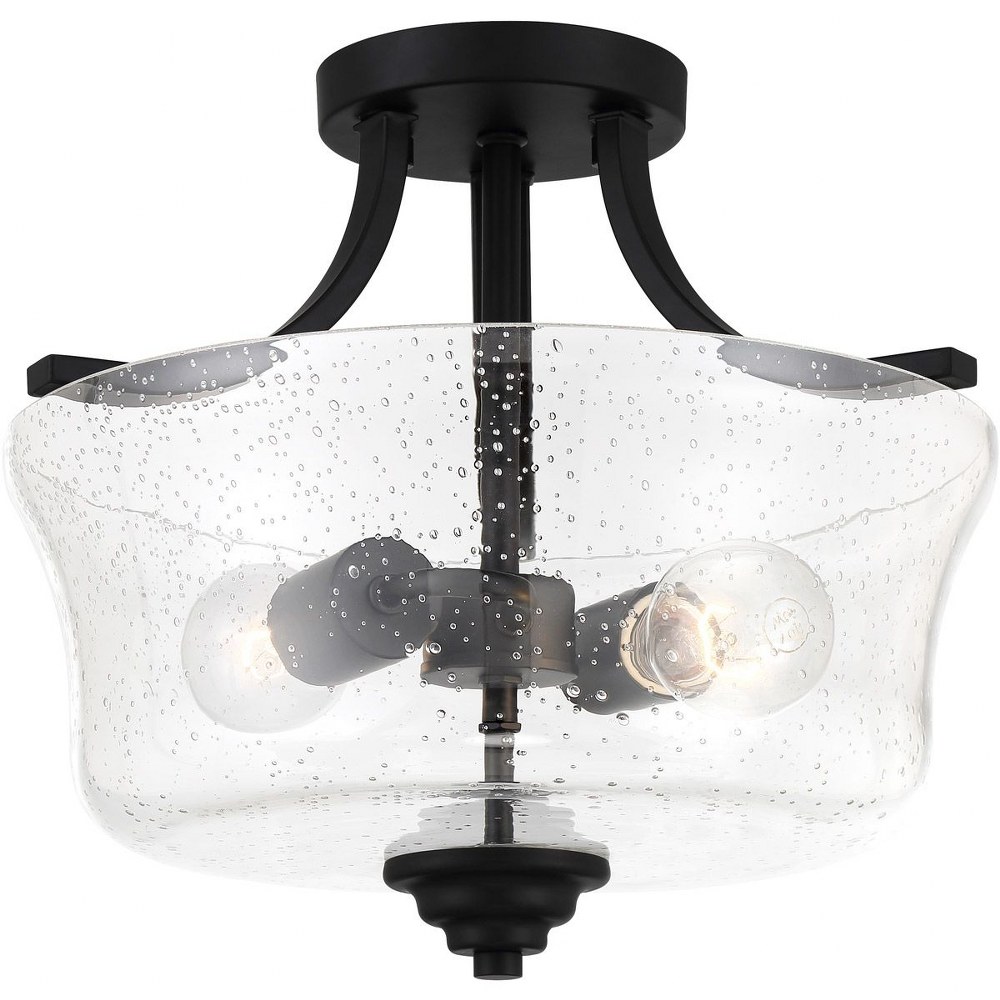 Minka Lavery-4922-66A-Shyloh - 2 Light Semi-Flush Mount Coal  Coal Finish with Clear Seeded Glass