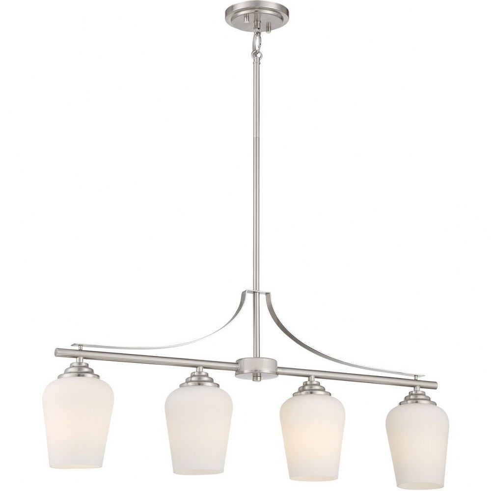 Minka Lavery-4924-84-Shyloh - 4 Light Island Brushed Nickel  Coal Finish with Clear Seeded Glass