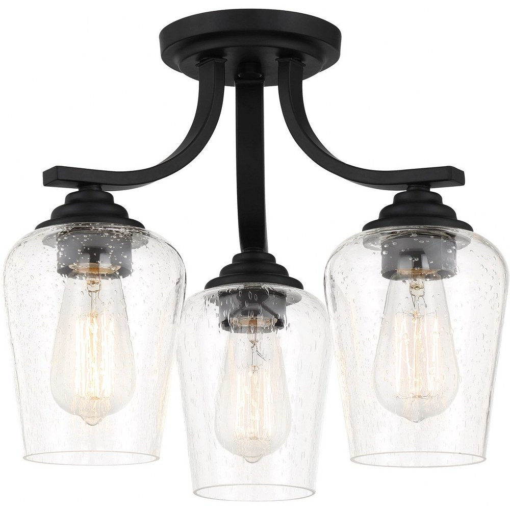 Minka Lavery-4926-66A-Shyloh - 3 Light Convertible Chandelier Coal  Coal Finish with Clear Seeded Glass