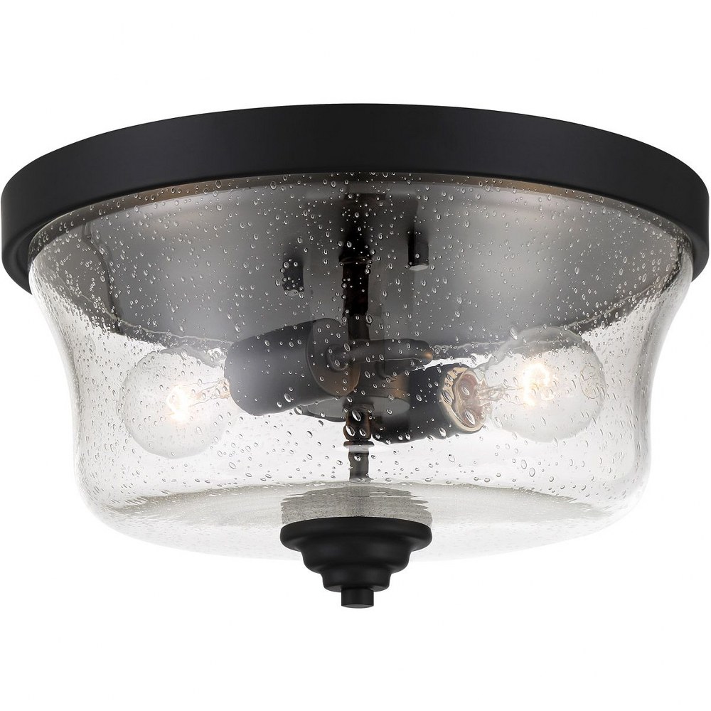 Minka Lavery-4927-66A-Shyloh - 2 Light Flush Mount Coal  Coal Finish with Clear Seeded Glass