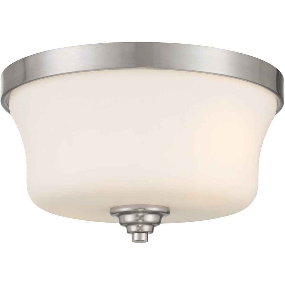 Minka Lavery-4927-84-Shyloh - 2 Light Flush Mount Brushed Nickel  Coal Finish with Clear Seeded Glass