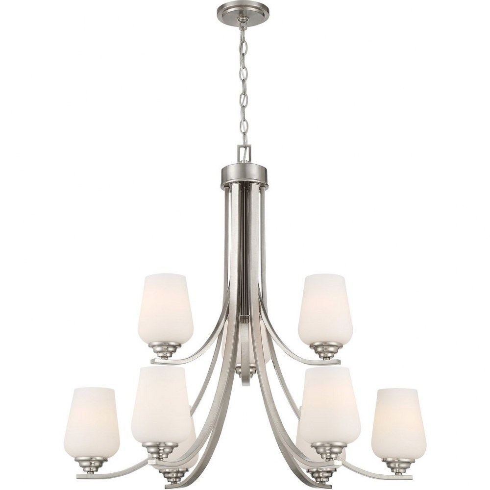 Minka Lavery-4929-84-Shyloh - 9 Light Chandelier Brushed Nickel  Coal Finish with Clear Seeded Glass