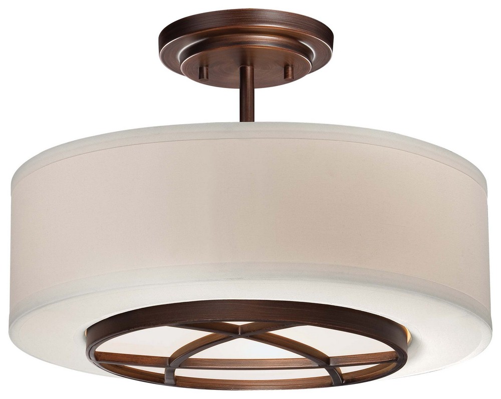 Minka Lavery-4951-267B-City Club - 3 Light Semi-Flush Mount in Transitional Style - 9.75 inches tall by 15 inches wide   Dark Brushed Bronze Finish