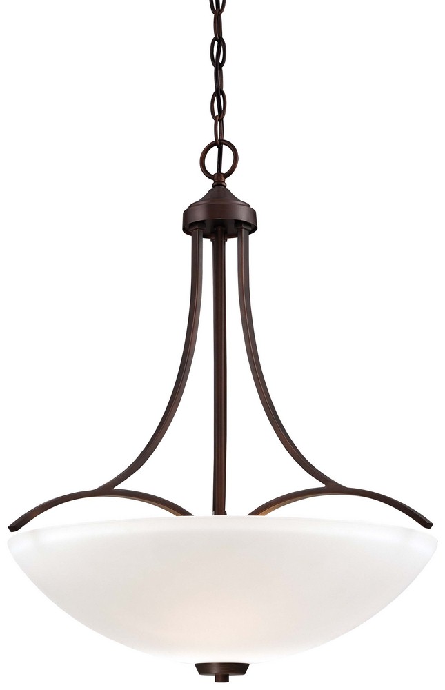 Minka Lavery-4964-284-Overland Park - 3 Light Pendant in Transitional Style - 25.5 inches tall by 21.5 inches wide Vintage Bronze  Brushed Nickel Finish with Etched White Glass