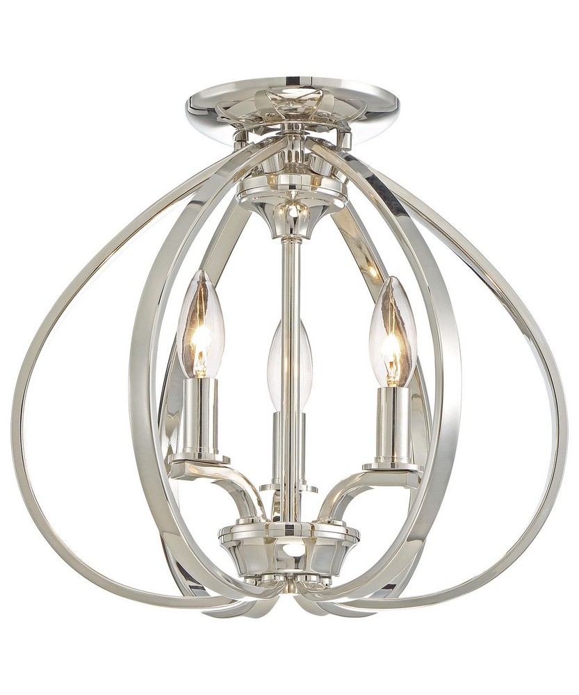 Minka Lavery-4983-613-Tilbury - 3 Light Semi-Flush Mount in Transitional Style - 13.75 inches tall by 14 inches wide   Polished Nickel Finish
