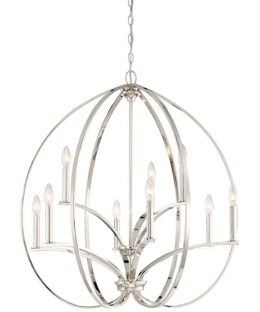 Minka Lavery-4989-613-Tilbury - Chandelier 9 Light Polished Nickel in Transitional Style - 33.5 inches tall by 30.25 inches wide   Polished Nickel Finish