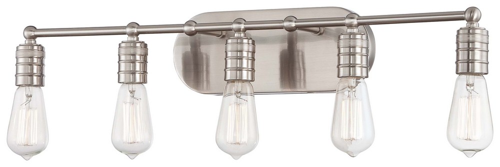 Minka Lavery-5136-84-Downtown - 5 Light Contemporary Bath Vanity in Transitional Style - 4.5 inches tall by 27.5 inches wide   Brushed Nickel Finish