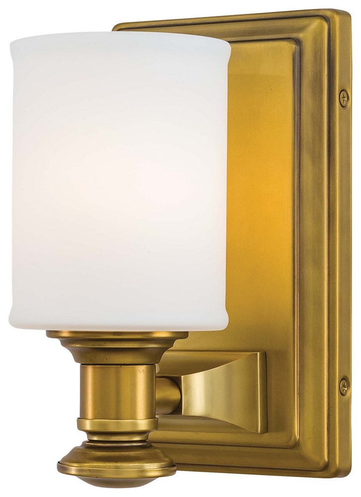 Minka Lavery-5171-249-Harbour Point - 1 Light Transitional Bath Vanity in Transitional Style - 8 inches tall by 4.75 inches wide   Liberty Gold Finish with Etched Opal Glass