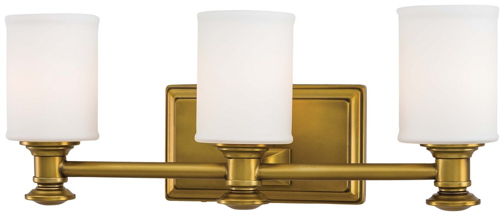 Minka Lavery-5173-249-Harbour Point - 3 Light Transitional Bath Vanity in Transitional Style - 7.25 inches tall by 19 inches wide   Liberty Gold Finish with Etched Opal Glass