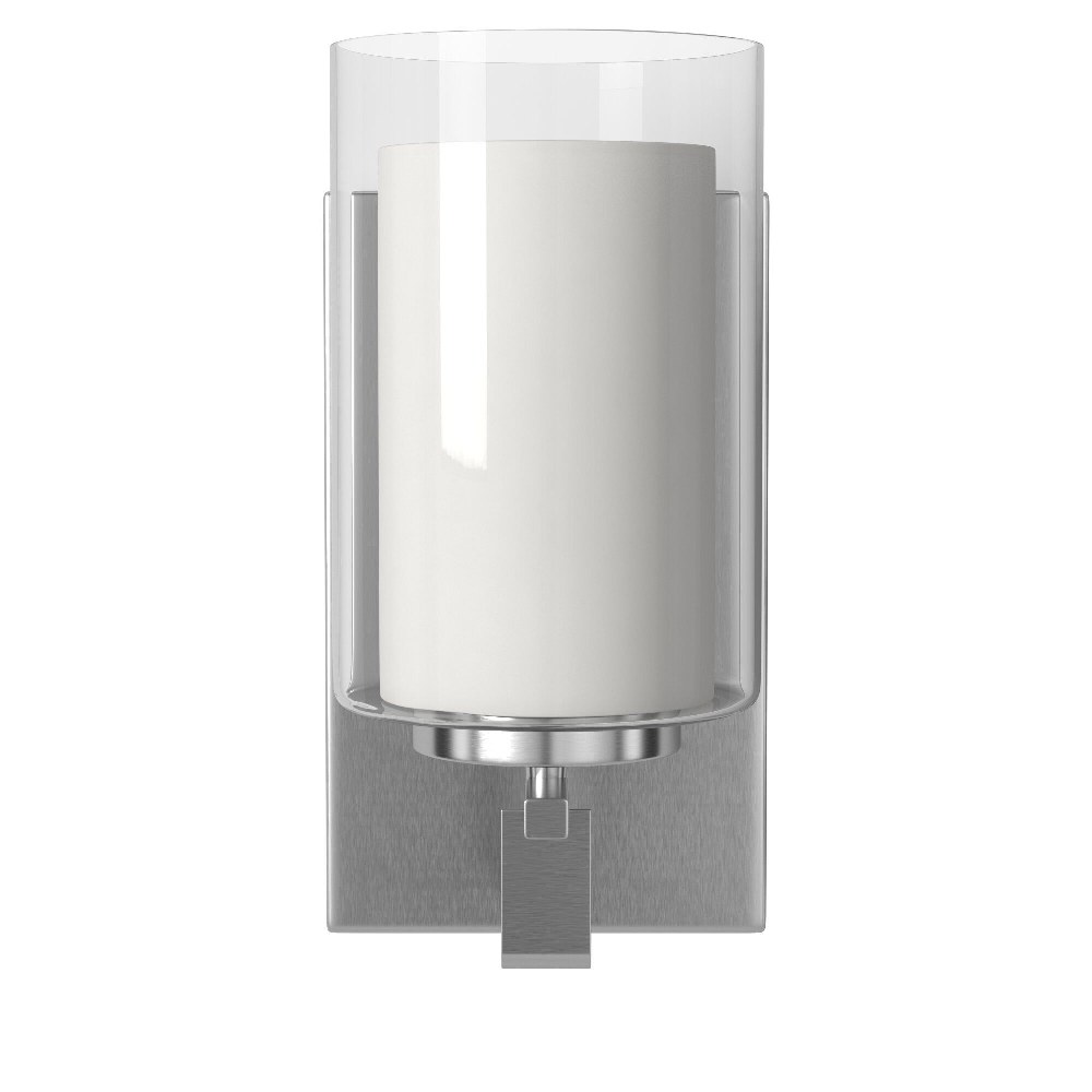 Minka Lavery-6101-84-Parson Studio - 1 Light Bath Bar in Transitional Style - 8.75 inches tall by 4.5 inches wide   Brushed Nickel Finish with Etched White Glass