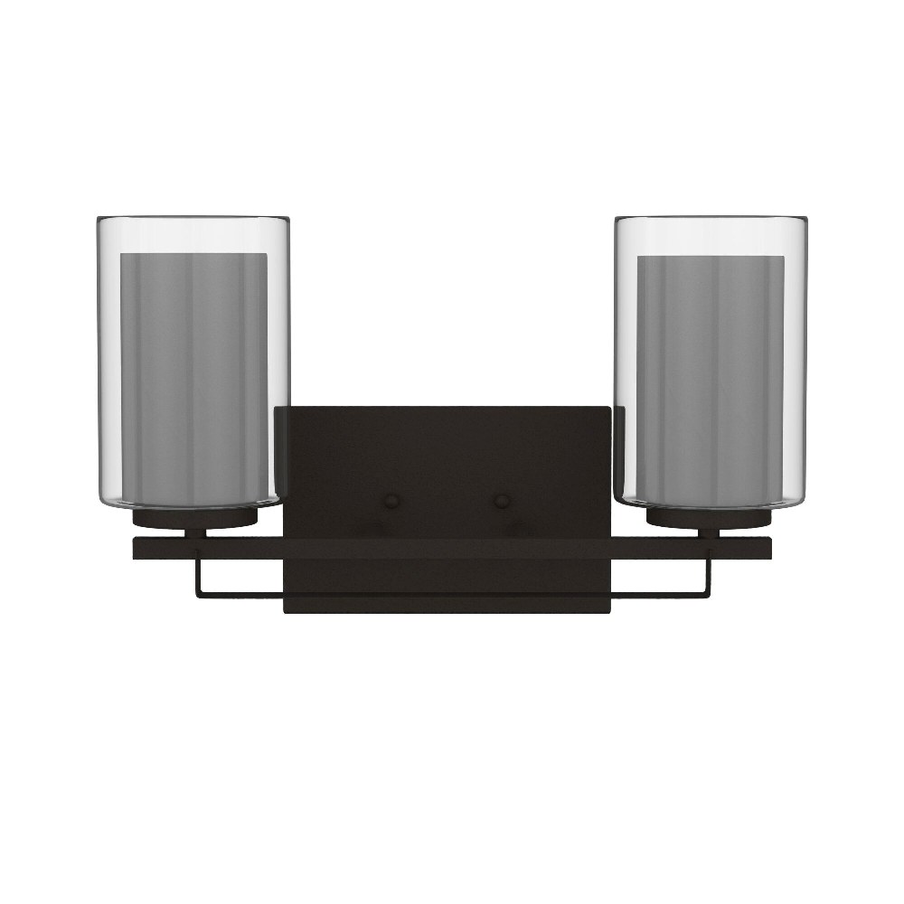 Minka Lavery 6102-172 Parsons Studio, 2 Light Bath Bar in Transitional Style - 8.75 inches tall by 15 inches wide  Smoked Iron Finish with Etched White Glass