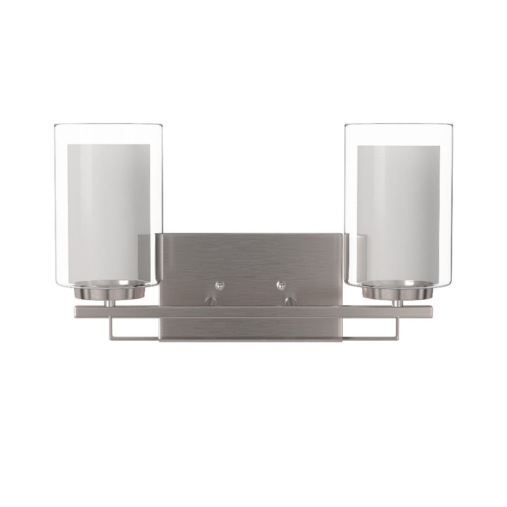 Minka Lavery 6102-84 Parsons Studio, 2 Light Bath Bar in Transitional Style - 8.75 inches tall by 15 inches wide  Brushed Nickel Finish with Etched White Glass