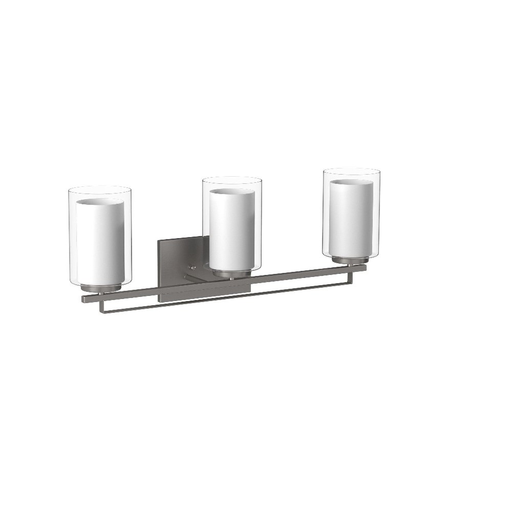 Minka Lavery 6103-84 Parsons Studio, 3 Light Bath Bar in Transitional Style - 8.75 inches tall by 24 inches wide, Brushed Nickel Finish with Etched White Glass