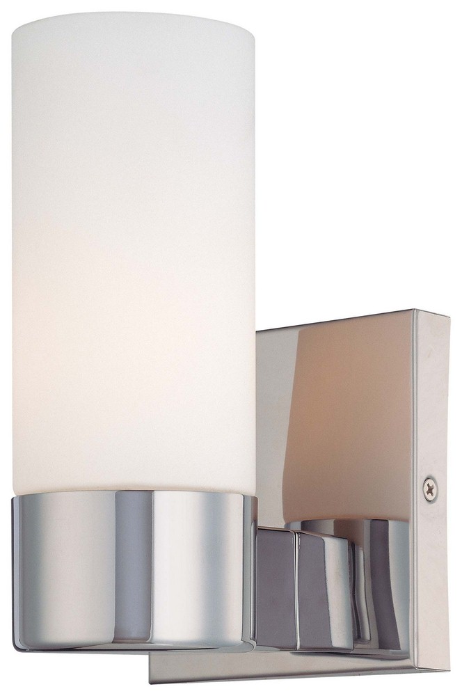 Minka Lavery-6211-77-1 Light Wall Sconce in Contemporary Style - 7.75 inches tall by 4.5 inches wide   Chrome Finish with Etched Opal Glass