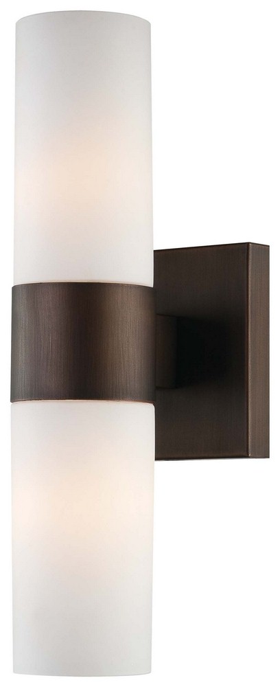 Minka Lavery-6212-647-2 Light Wall Sconce in Contemporary Style - 13.5 inches tall by 4.5 inches wide   Copper Bronze Patina Finish with Etched Opal Glass