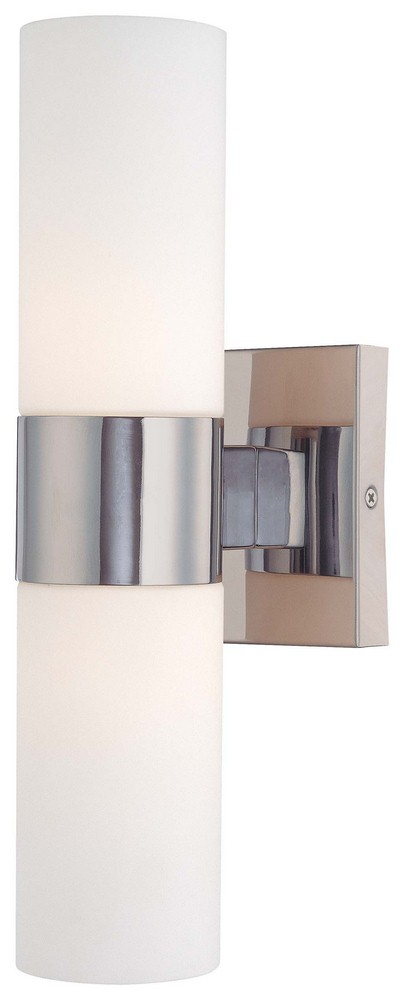 Minka Lavery-6212-77-2 Light Wall Sconce in Contemporary Style - 13.5 inches tall by 4.5 inches wide   Chrome Finish with Etched Opal Glass