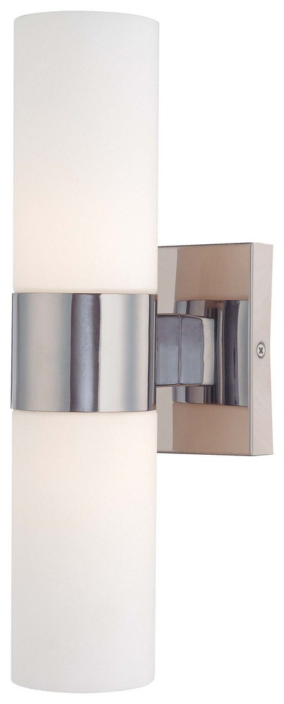 Minka Lavery-6212-77-2 Light Wall Sconce in Contemporary Style - 13.5 inches tall by 4.5 inches wide Chrome  Chrome Finish with Etched Opal Glass