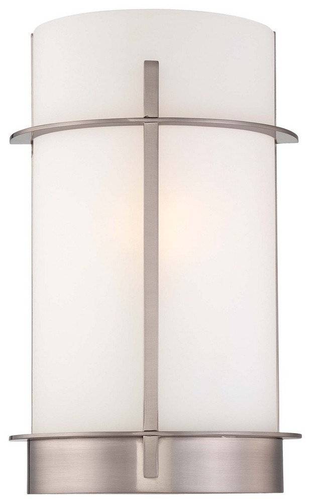 Minka Lavery-6460-84-1 Light Wall Sconce in Contemporary Style - 12.25 inches tall by 7.75 inches wide   Brushed Nickel Finish with Etched Opal Glass