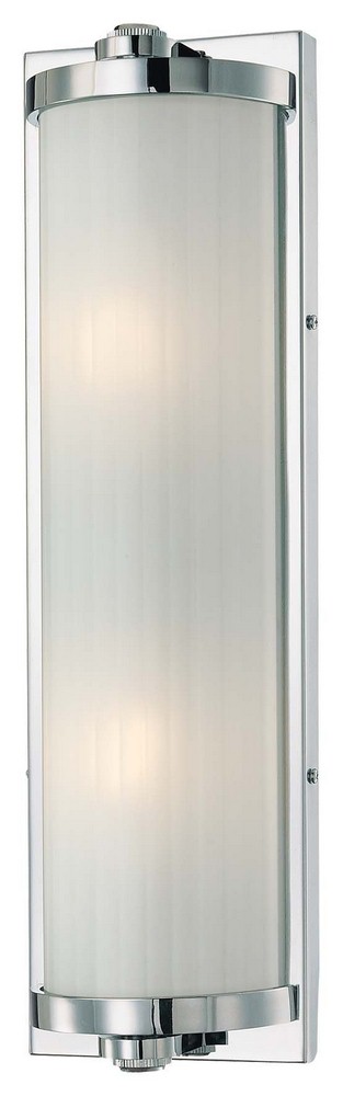 Minka Lavery-6522-77-Hyllcastle - 2 Light Contemporary Bath Vanity in Contemporary Style - 5.25 inches tall by 18 inches wide   Chrome Finish with Ribbed/White Glass