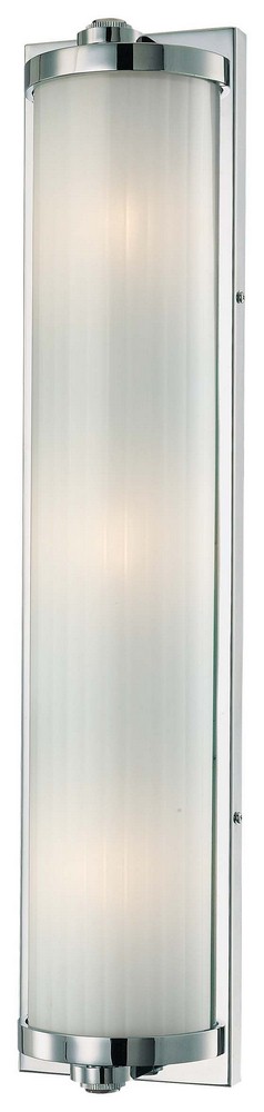 Minka Lavery-6523-77-Hyllcastle - 3 Light Wall Sconce in Contemporary Style - 5.25 inches tall by 24 inches wide   Chrome Finish with Ribbed White Glass