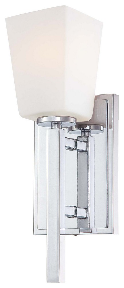 Minka Lavery-6540-77-City Square - 1 Light Wall Sconce in Transitional Style - 13.5 inches tall by 4.75 inches wide   Chrome Finish with Etched Glass
