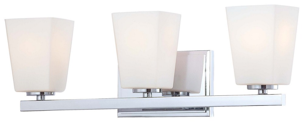 Minka Lavery-6543-77-City Square - 3 Light Transitional Bath Vanity in Transitional Style - 7 inches tall by 20.75 inches wide   Chrome Finish with Etched Opal Glass