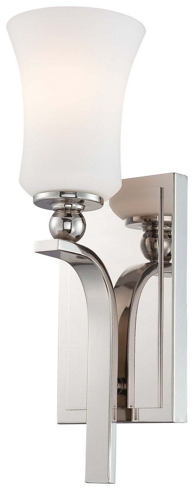 Minka Lavery-6621-613-Ameswood - 1 Light Wall Sconce in Transitional Style - 14.25 inches tall by 4.25 inches wide   Polished Nickel Finish with Etched Opal Glass