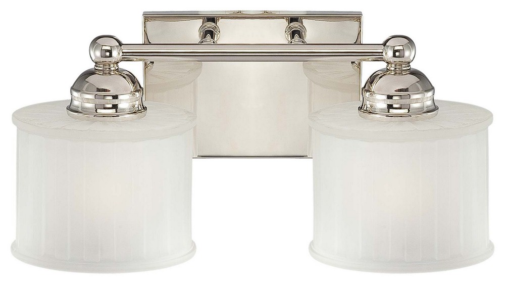 Minka Lavery-6732-1-613-1730 Series - 2 Light Transitional Bath Vanity in Transitional Style - 7.5 inches tall by 14.75 inches wide Polished Nickel  Lathan Bronze Finish with Etched-Box Pleat Glass