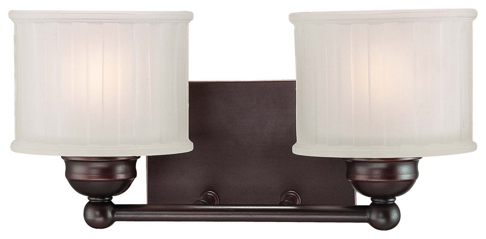 Minka Lavery-6732-167-1730 Series - 2 Light Transitional Bath Vanity in Transitional Style - 7.5 inches tall by 14.75 inches wide   Lathan Bronze Finish with Etched-Box Pleat Glass