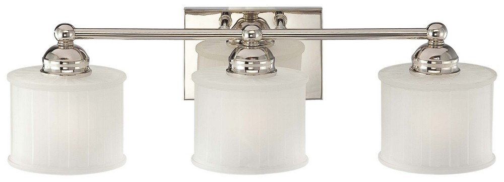 Minka Lavery-6733-1-613-1730 Series - 3 Light Transitional Bath Vanity in Transitional Style - 7.5 inches tall by 23.75 inches wide   Polished Nickel Finish with Etched-Box Pleat Glass