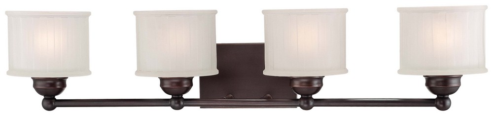 Minka Lavery-6734-167-1730 Series - 4 Light Transitional Bath Vanity in Transitional Style - 7 inches tall by 32.5 inches wide   Lathan Bronze Finish with Etched-Box Pleat Glass