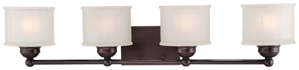 Minka Lavery-6734-167-1730 Series - 4 Light Transitional Bath Vanity in Transitional Style - 7 inches tall by 32.5 inches wide Lathan Bronze  Lathan Bronze Finish with Etched-Box Pleat Glass