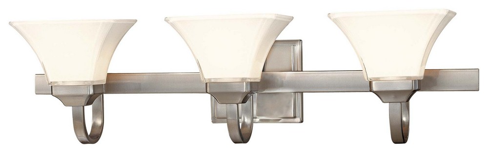 Minka Lavery-6813-84-Agilis - 3 Light Contemporary Bath Vanity in Contemporary Style - 32 inches wide   Brushed Nickel Finish with Lamina Blanca Glass
