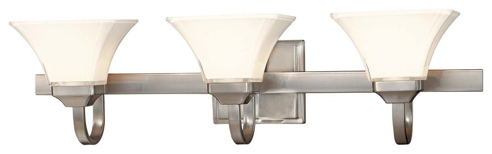 Minka Lavery-6813-84-Agilis - 3 Light Contemporary Bath Vanity in Contemporary Style - 32 inches wide Brushed Nickel  Brushed Nickel Finish with Lamina Blanca Glass