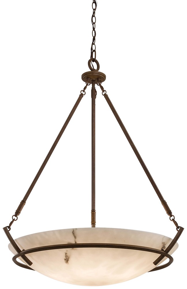 Minka Lavery-684-14-Calavera - 5 Light Pendant in Transitional Style - 39 inches tall by 32 inches wide   Nutmeg Finish with Alabaster Dust Glass