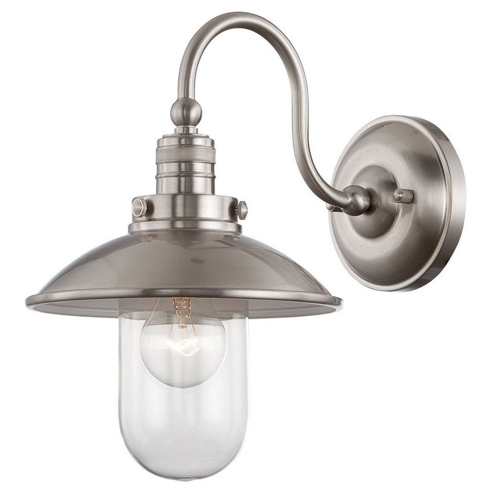 Minka Lavery-71162-84-Downtown Edison - 1 Light Wall Sconce in Transitional Style - 13 inches tall by 8.5 inches wide   Brushed Nickel Finish with Clear Glass