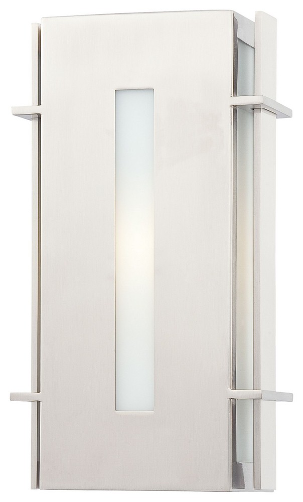 Minka Great Outdoors-72121-144-PL-Colva - 1 Light Pocket Lantern In Contemporary Style - 12.25 Inches Tall By 6.5 Inches Wide   Brushed Stainless Steel Finish with Etched Opal Glass