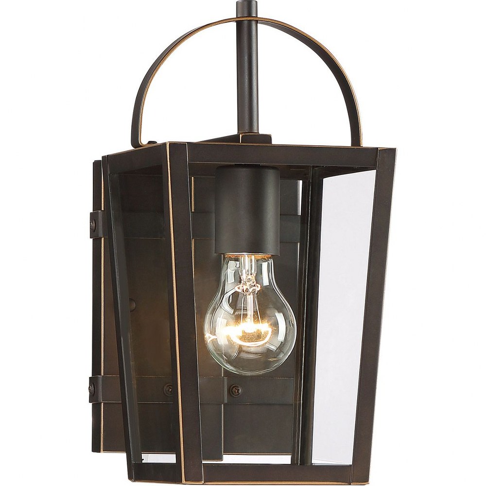 Minka Lavery-72721-143C-Rangeline - Outdoor Wall Lantern Approved for Wet Locations in Contemporary Style - 11.25 inches tall by 5.5 inches wide   Oil Rubbed Bronze/Gold Finish with Clear Glass