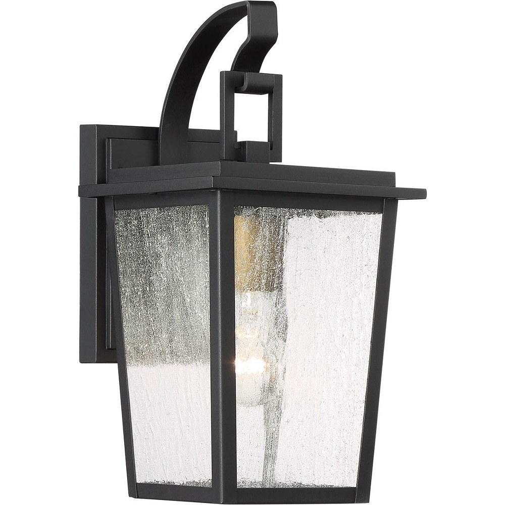 Minka Lavery-72751-66G-Cantebury - Outdoor Wall Lantern Approved for Wet Locations in Transitional Style - 14.25 inches tall by 7.25 inches wide   Black/Gold Finish with Clear Seeded Glass