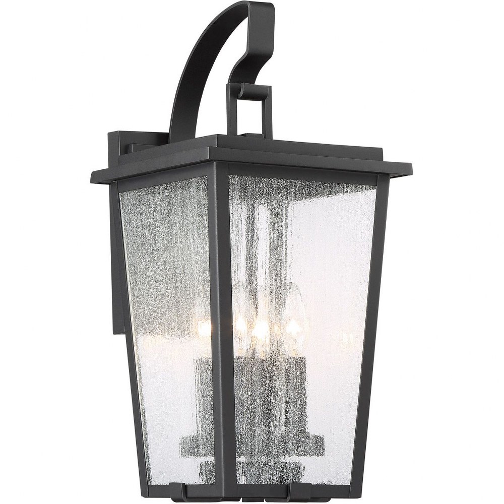 Minka Lavery-72752-66G-Cantebury - Outdoor Wall Lantern Approved for Wet Locations in Transitional Style - 19.5 inches tall by 9.25 inches wide   Black/Gold Finish with Clear Seeded Glass