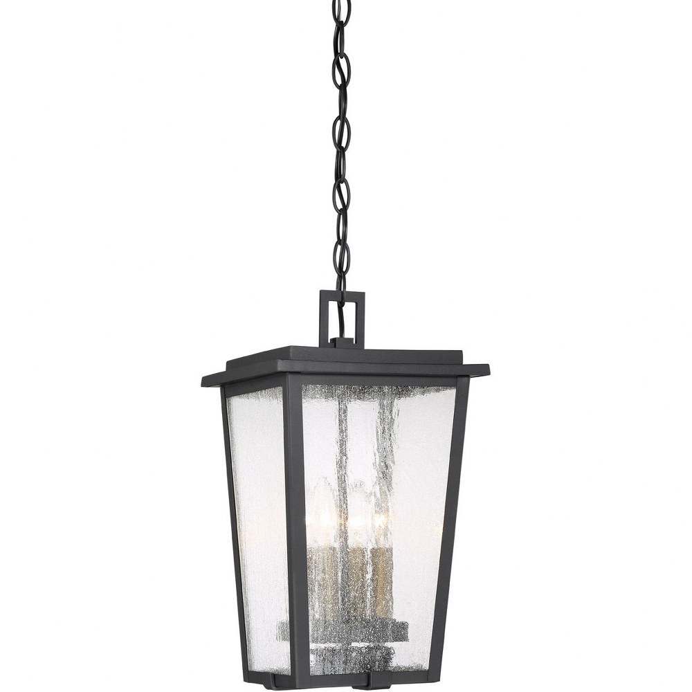 Minka Lavery-72754-66G-Cantebury - 4 Light Outdoor Chain Hung Lantern in Transitional Style - 16.25 inches tall by 9.25 inches wide   Black/Gold Finish with Clear Seeded Glass