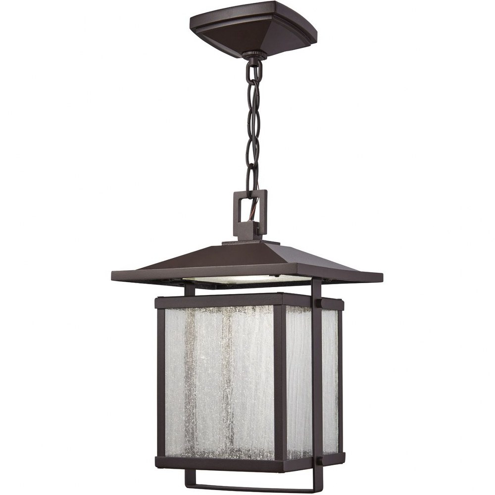 Minka Lavery-8164-615B-L-Hillsdale - 14W 1 LED Outdoor Chain Hung Lantern in Transitional Style - 13.25 inches tall by 9 inches wide   Dorian Bronze Finish with Clear Seeded Glass