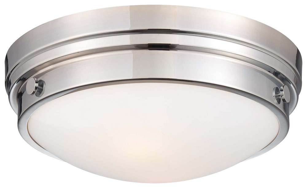 Minka Lavery-823-77-2 Light Flush Mount in Transitional Style - 4.75 inches tall by 13.25 inches wide Chrome  Brushed Nickel Finish with Clear/White Glass