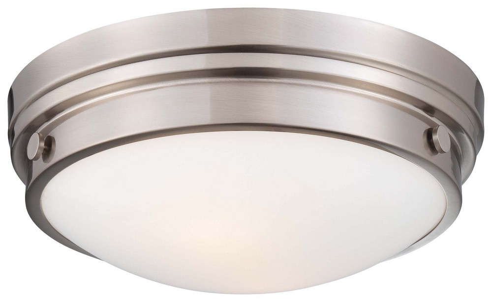 Minka Lavery-823-84-2 Light Flush Mount in Transitional Style - 4.75 inches tall by 13.25 inches wide   Brushed Nickel Finish with Clear/White Glass