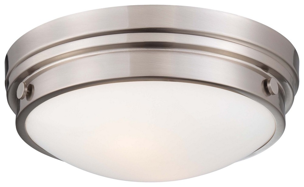 Minka Lavery-823-84-2 Light Flush Mount in Transitional Style - 4.75 inches tall by 13.25 inches wide Brushed Nickel  Brushed Nickel Finish with Clear/White Glass