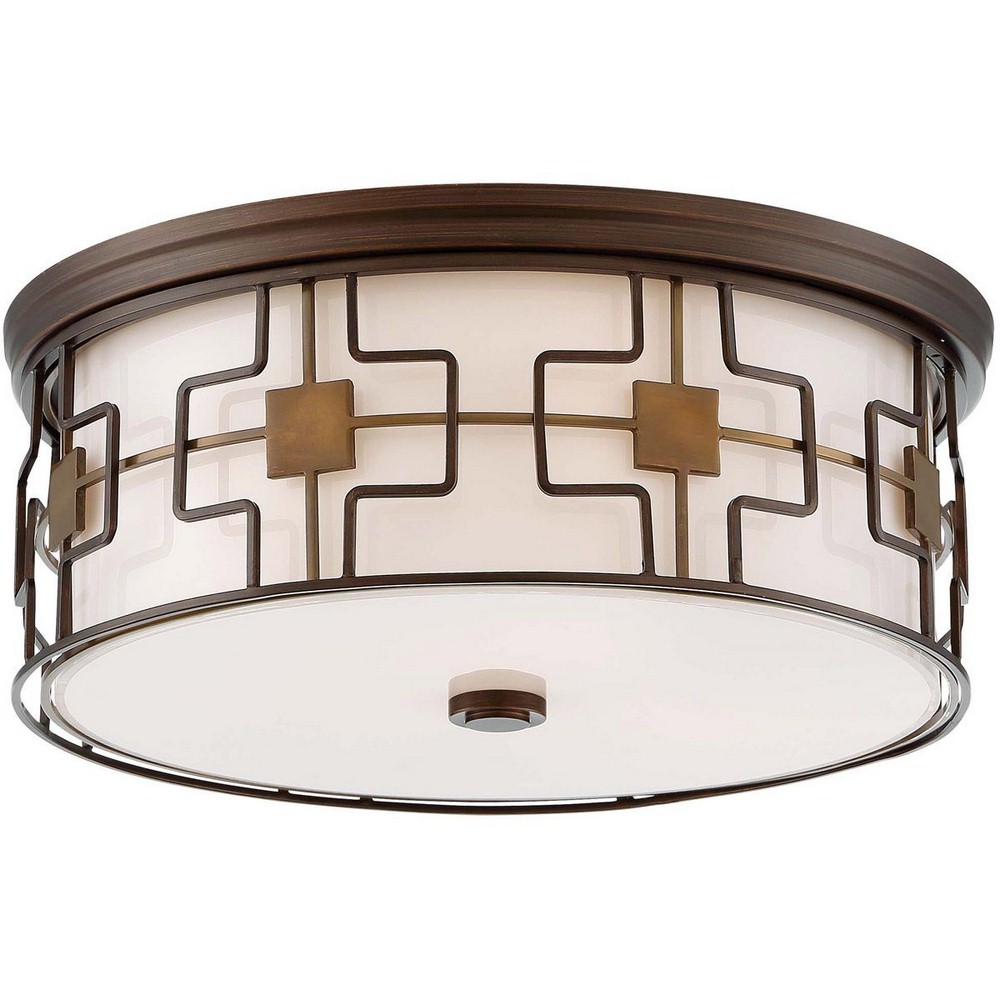 Minka Lavery-846-104-L-32W 1 LED Flush Mount in Transitional Style - 6.75 inches tall by 16 inches wide Dark Brushed Bronze/Aged Brass  Dark Brushed Bronze/Aged Brass Finish with Frosted White Glass