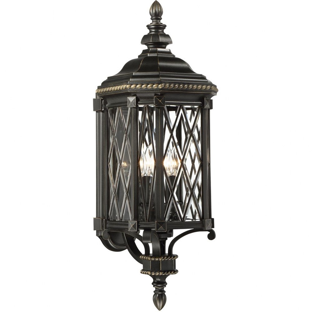 Minka Lavery-9322-585-Bexley Manor - Outdoor Wall Lantern Traditional in Traditional Style - 31.75 inches tall by 11 inches wide   Black/Gold Finish with Clear Beveled Glass