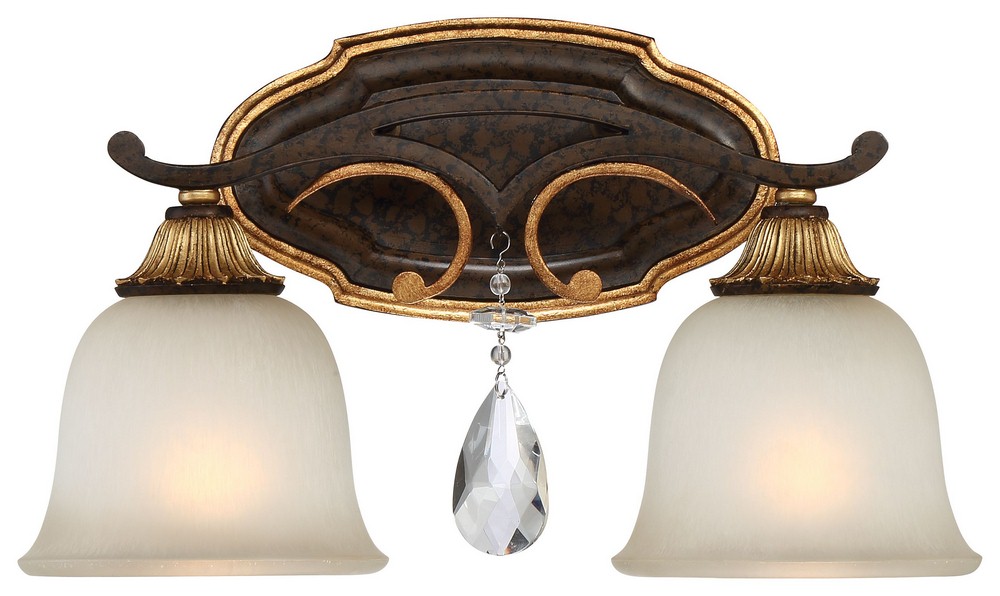 Minka Metropolitan Lighting-N1462-652-Chateau Nobles - Two Light Bath Vanity   Raven Bronze/Sunburst Gold Heritage Finish with Driftwood Glass with Clear Crystal
