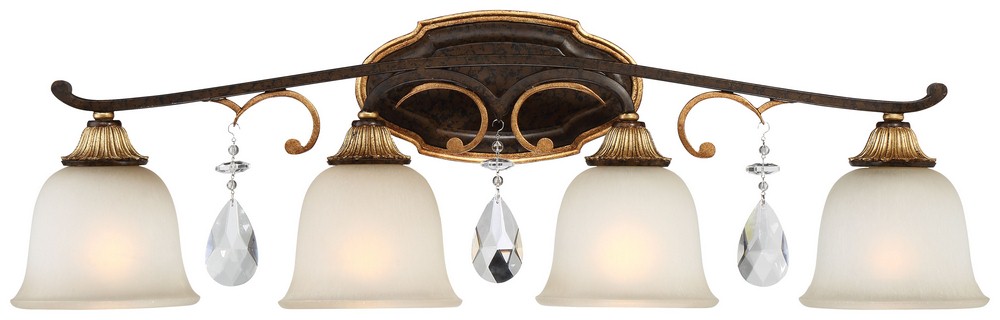 Minka Metropolitan Lighting-N1464-652-Chateau Nobles - Four Light Bath Vanity   Raven Bronze/Sunburst Gold Heritage Finish with Driftwood Glass with Clear Crystal